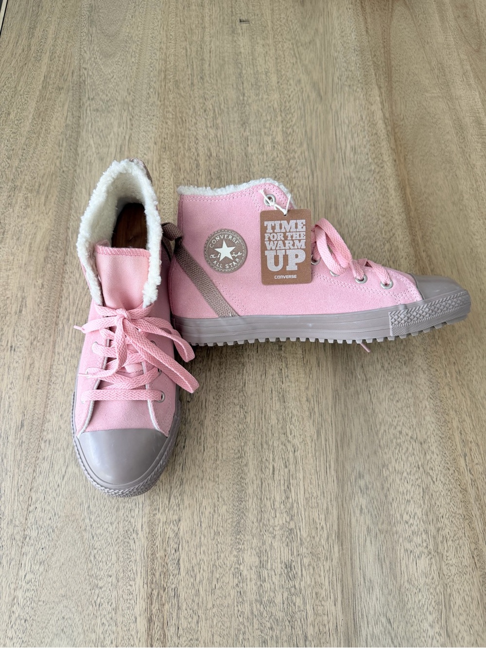CONVERSE All Star TIME FOR THE WARM UP Pink SUEDE High Tops Junior 6 women’s 8